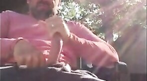 Outdoor Masturbation: He Strokes It in the Garden