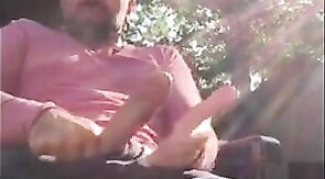 Outdoor Masturbation: He Strokes It in the Garden