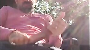 Outdoor Masturbation: He Strokes It in the Garden