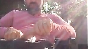 Outdoor Masturbation: He Strokes It in the Garden