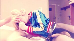 Harley Quinn Crossdresser Blowjob and Swallow