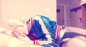 Harley Quinn Crossdresser Blowjob and Swallow