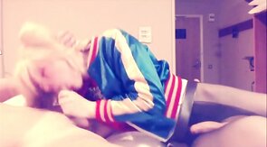 Harley Quinn Crossdresser Blowjob and Swallow