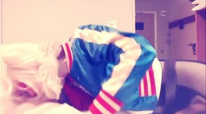 Harley Quinn Crossdresser Blowjob and Swallow