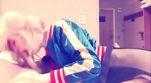 Harley Quinn Crossdresser Blowjob and Swallow