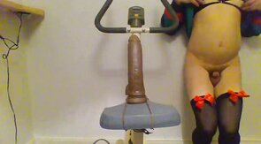 Sissy Rides Dildo on a Bike