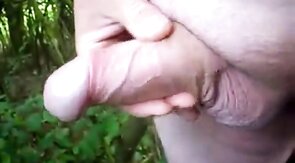 Outdoor Wanking and Cumming with Uncut Cock