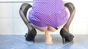 Crossdresser Rides Fat Dildo - Big Cock Amateur Solo