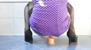 Crossdresser Rides Fat Dildo - Big Cock Amateur Solo