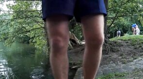 Skinny Dipping Hunk Gets Caught and Cums Outdoors