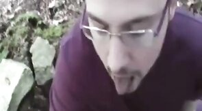 Bear Cub Blows a Load in His Mouth and Swallows