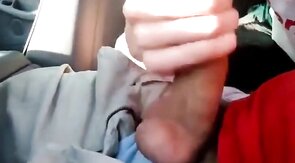 Sucking my buddy's cock in the car, he cums in my mouth - amateur video
