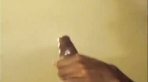 Black guy jacks off his big cock and cums hard