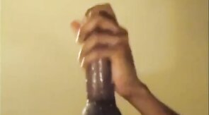 Black guy jacks off his big cock and cums hard