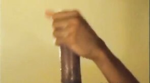 Black guy jacks off his big cock and cums hard
