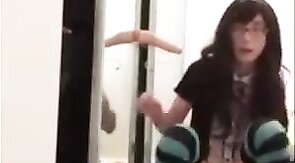 Asian Crossdresser Schoolgirl Anal Fun