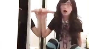 Asian Crossdresser Schoolgirl Anal Fun