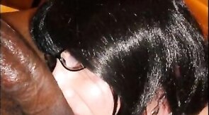 Sissy CD Amber Sucks BBC and Balls - Interracial Amateur Blowjob