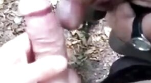 Outdoor Masturbation, Cum on His Cock
