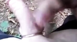 Outdoor Masturbation, Cum on His Cock
