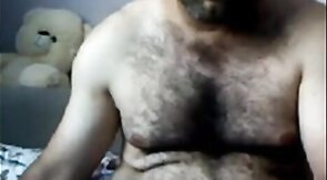 Big-Cock Turkish Bear Masturbates on Webcam