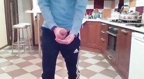 Cumming in my New Kitchen with my Big Cock