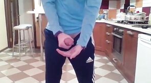 Cumming in my New Kitchen with my Big Cock