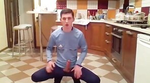 Cumming in my New Kitchen with my Big Cock