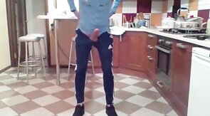 Cumming in my New Kitchen with my Big Cock
