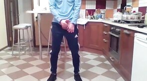 Cumming in my New Kitchen with my Big Cock