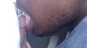 Chubby Gay Interracial Blowjob in Public