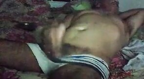 Big-Cock Daddy Strokes Solo on Bed