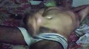 Big-Cock Daddy Strokes Solo on Bed