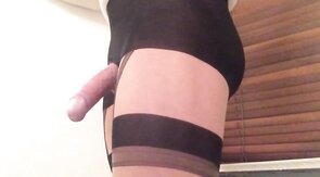 Big Cock Crossdresser in Suspender Hose