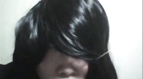Crazy Asian Crossdresser Jerks Off Solo