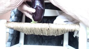 Old Gaping Ass Takes a Big Eggplant