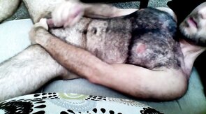 Hairy Horny Daddy Strokes His Big Cock