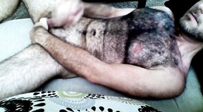 Hairy Horny Daddy Strokes His Big Cock