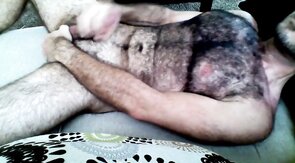 Hairy Horny Daddy Strokes His Big Cock