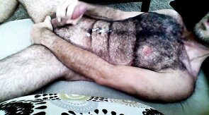 Hairy Horny Daddy Strokes His Big Cock