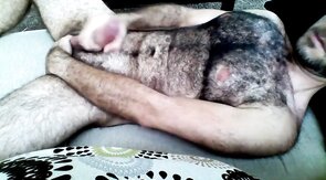 Hairy Horny Daddy Strokes His Big Cock