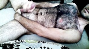 Hairy Horny Daddy Strokes His Big Cock