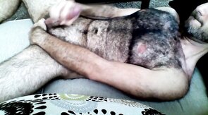 Hairy Horny Daddy Strokes His Big Cock