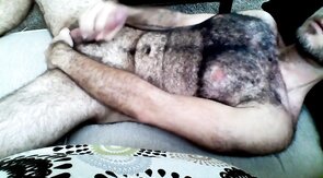Hairy Horny Daddy Strokes His Big Cock