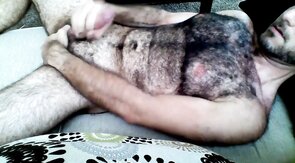 Hairy Horny Daddy Strokes His Big Cock