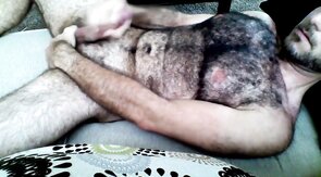 Hairy Horny Daddy Strokes His Big Cock