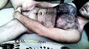 Hairy Horny Daddy Strokes His Big Cock