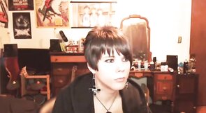 Short-Haired Crossdresser Cutie on Webcam
