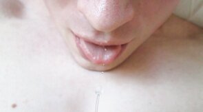Amateur Creamy Close-Up: Slow-Mo Cum Swallowing!