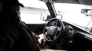 Big-Cock Daddy Strokes in Car